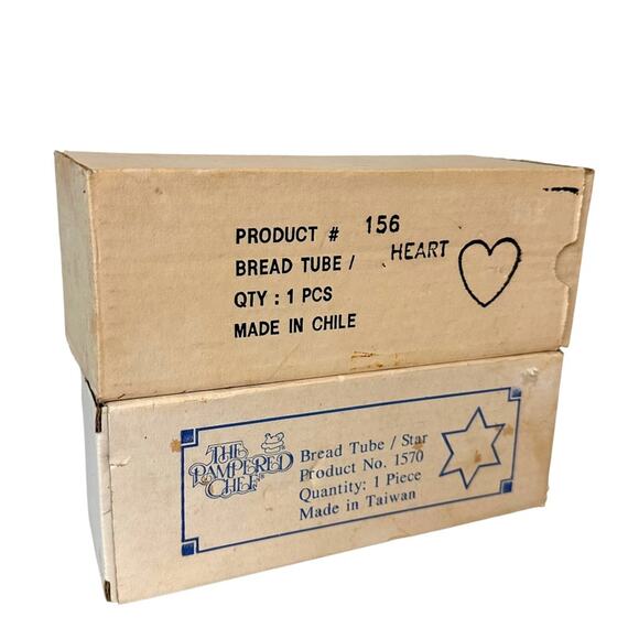 Pampered Chef Bread Tube New in Box Star Heart Discontinued Set of 2 Vintage - Picture 16 of 16